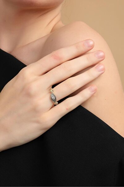 Sembol Gold Vintage Yüzük Tektaş 14 Ayar