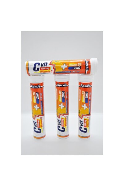 Apexis Cvit 1000 mg + D3 + Zinc 20 Efervesan Tablet 4 Adet