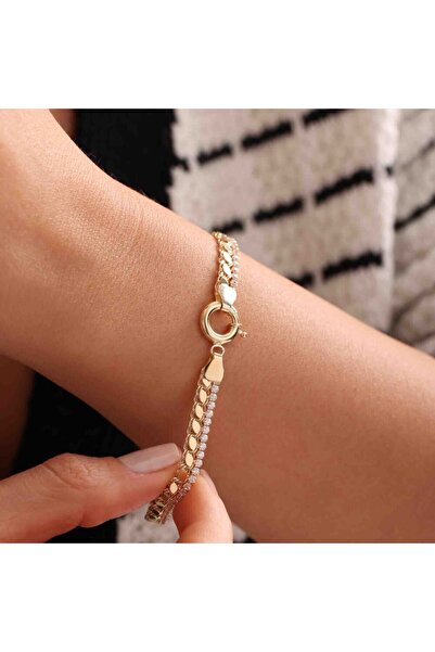 Sembol Gold Su Yolu & Pullu Altın Bileklik YENİ