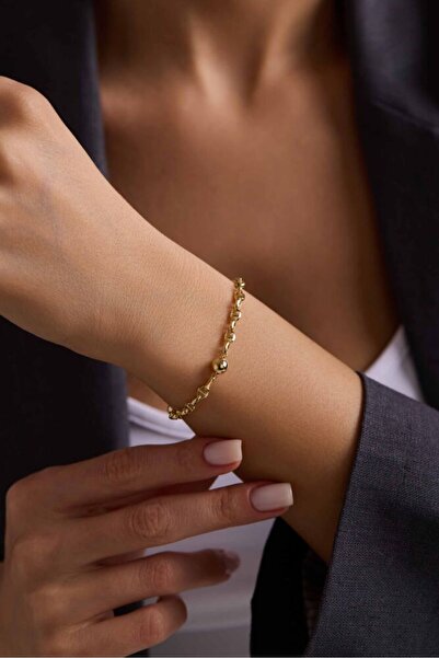 Sembol Gold Barlı Altın Bileklik Toplu Form 19 cm