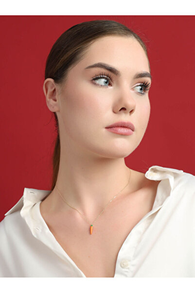 Sembol Gold Havuç Altın Kolye 43 cm