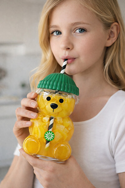 M&B WATER BOTTLE Bearista Plastik Soğuk İçecek Bardağı - Çocuk Kokteyl Bardağı