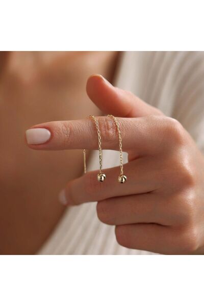 Sembol Gold 14 Ayar Altın Sallantılı Ball Küpe