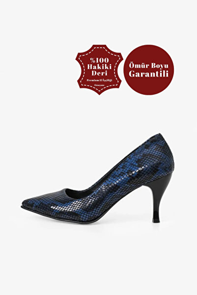 Grasyano Hakiki Deri Lacivert Yılan Desen Yumuşak Çok Konforlu Özel El Yapımı...