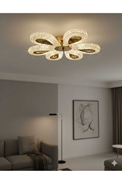 CanAydınlatma Gold Damla Model Tavana Sıfır 6'lı 3 Renk LED Modern Salon Avizesi
