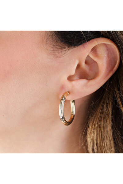 Sembol Gold 14 Ayar Altın Halka Küpe Siens Tasarım 2.5 cm