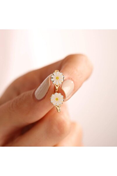 Sembol Gold Altın Çocuk Küpesi Papatya Mineli