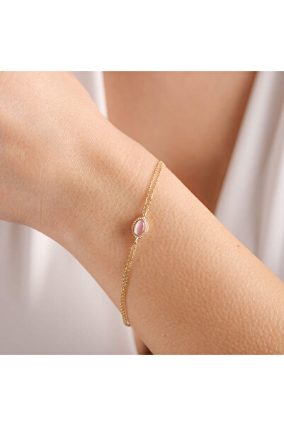 Sembol Gold Altın Vintage Bileklik Opal Pink