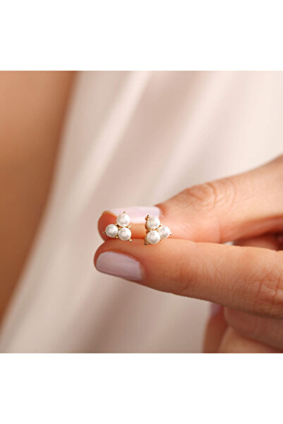 Sembol Gold 14 Ayar Altın İnci Küpe