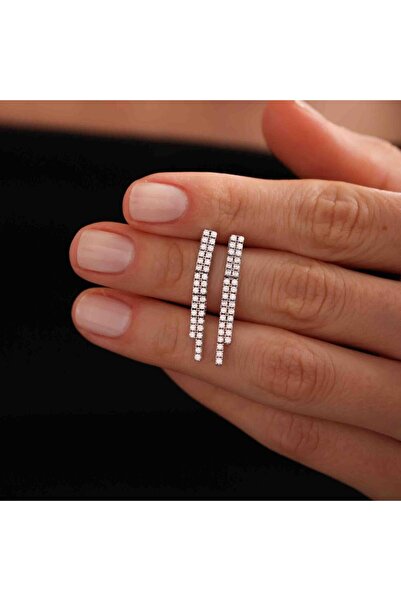 Sembol Gold Beyaz Altın Su Yolu Küpe