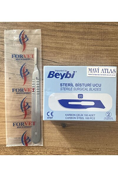 Beybi BİSTÜRİ UCU NO:20(100 ADET)+NEŞTER SAPI NO:4 (İKİLİ TAKIM)PASLANMAZ KAR...