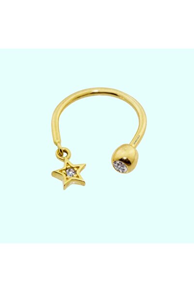 Sembol Gold Altın Yarım Halka Kulak Piercing 14 Ayar Yıldız