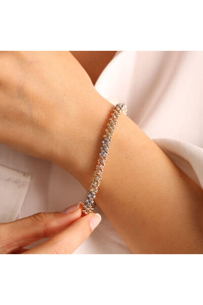 Sembol Gold İtaly 14K Dorika Altın Bileklik Tricolor 7 mm