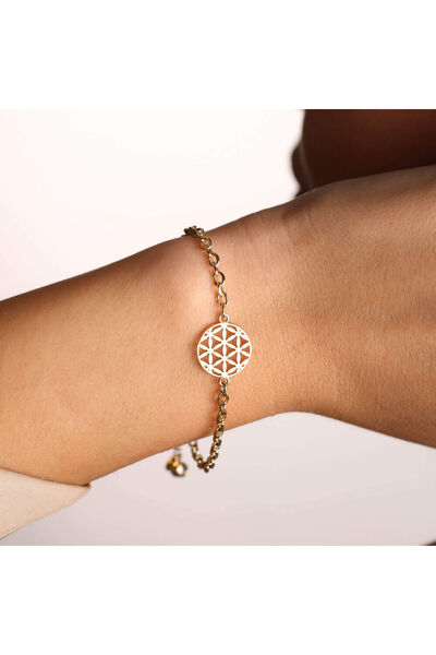Sembol Gold Yaşam Çiçeği Altın Bileklik 14 Ayar