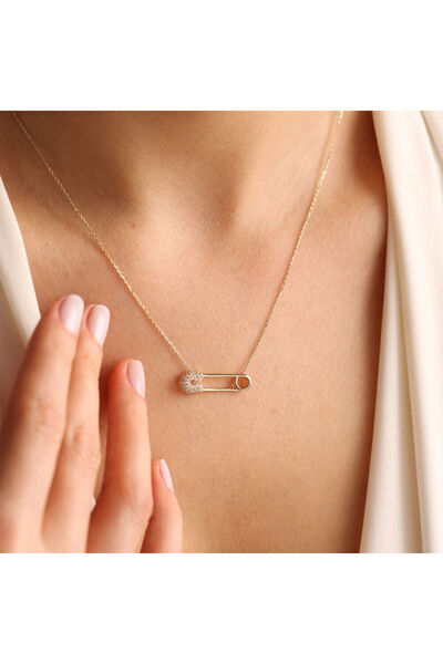 Sembol Gold 14 Ayar Altın Çengelli İğne Kolye