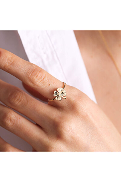 Sembol Gold 14K Altın Yonca Yüzük