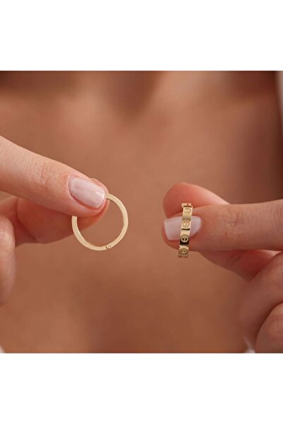 Sembol Gold Altın Çivi Halka Küpe 1.8 cm