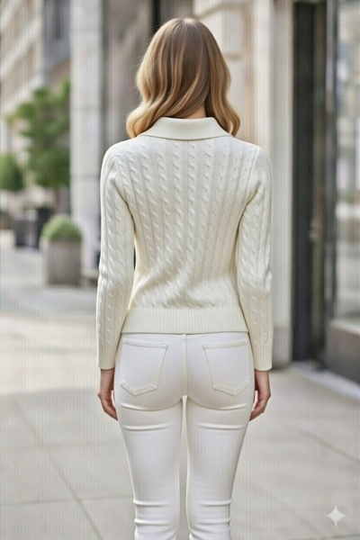 youknitwear you Riviera 100% Cotton Polo Neck Women's Sweater