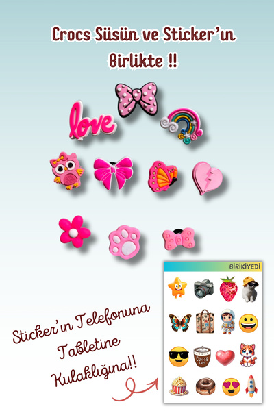 Crocs 10 'Lu Set Jibbitz Terlik Süsü Pembe Tema