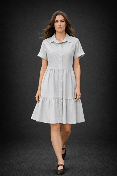 HAKKE Κοντό μανίκι φόρεμα με κουμπιά