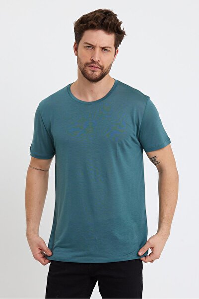 QUHOX Ανδρικό T-shirt από ύφασμα Tencel με λαιμόκοψη Nefti