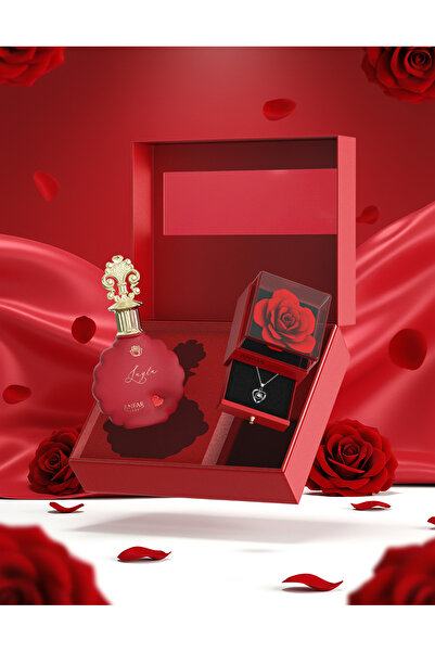 Anfar 1950 Layla Gift Set – With Preserved Red Rose & “I Love You” Necklace