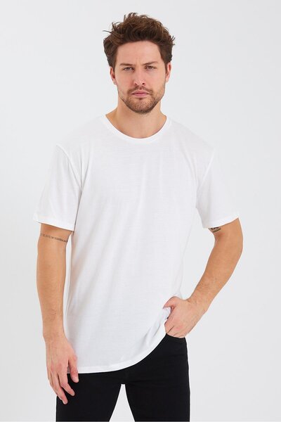 QUHOX Ανδρικό T-shirt Modal Oversize Λευκό