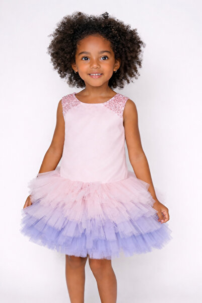 Lindissima Ombre Tulle Detailed Girls' Dress