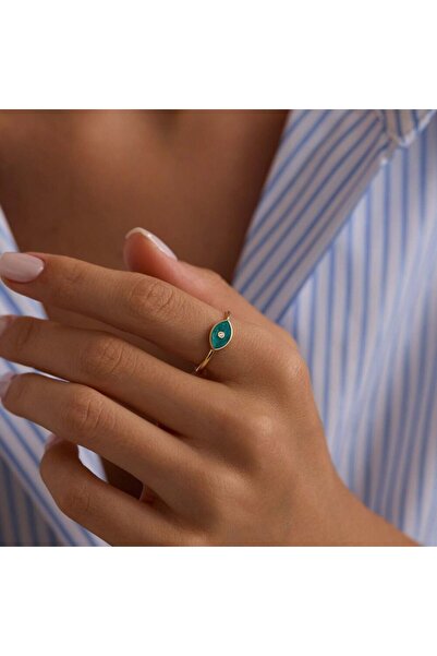 Sembol Gold Vintage Sedefli Eye Altın Yüzük