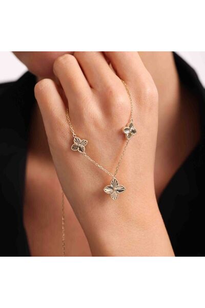 Sembol Gold Altın Yonca Kolye 3'lü