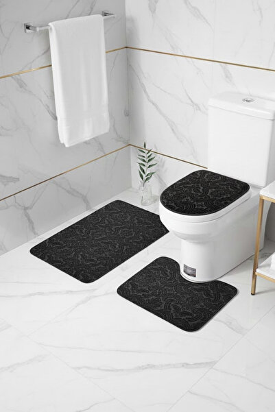 Dokumacıoğlu Luxvera Black Patterned Leather and Non-Slip Sole Soft Surface S...