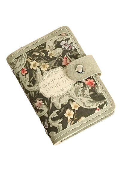 TATA CRAFT Suni Deri 22 Kart Yuvalı Çıtçıtlı Vintage Tasarım Kartlık Küçük Cü...