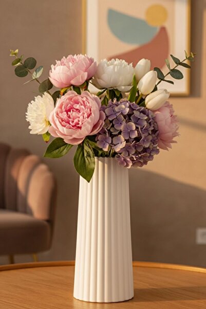 Arteliss Midi Beyaz Silindir Vazo | Dekoratif İskandinav Tasarım