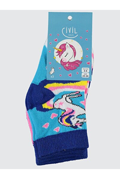 Civil Socks 3-пакет чорапи за момичета, възраст 3-12 години, сини