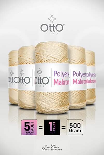 Otto Macrame din poliester - Crem - Pachet de 5 bucăți - 2mm/100gr/100m - Sfo...