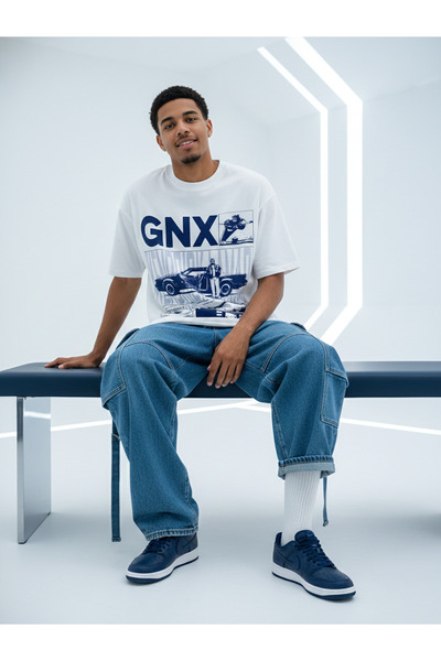 Calvin Jones تي شيرت أبيض كبير الحجم للجنسين - تي شيرت GNX Kendrick Lamar مطب...