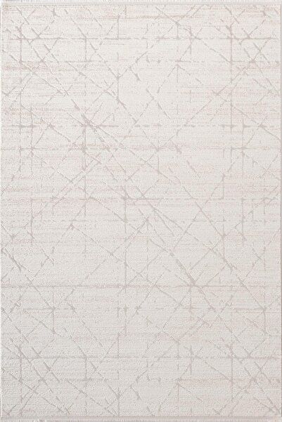 Karmen Halı Icon IC004A Krem Modern Gri Detaylı Akrilik Pamuk Tabanlı 4 Mevsi...