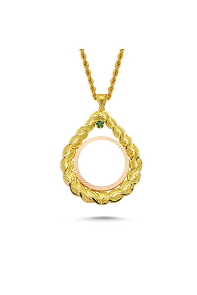 Sembol Gold Altın Tuğralı Kolye Tam Altınlı Damla Burgu Tasarım