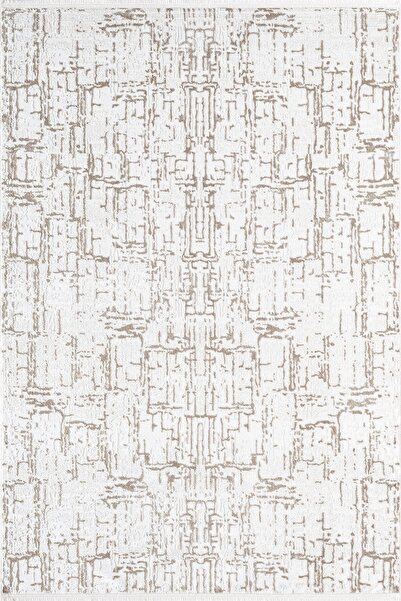 Karmen Halı Best 116A Beyaz Bej Modern Desen Parlak İnce Makinada Yıkanabilir...