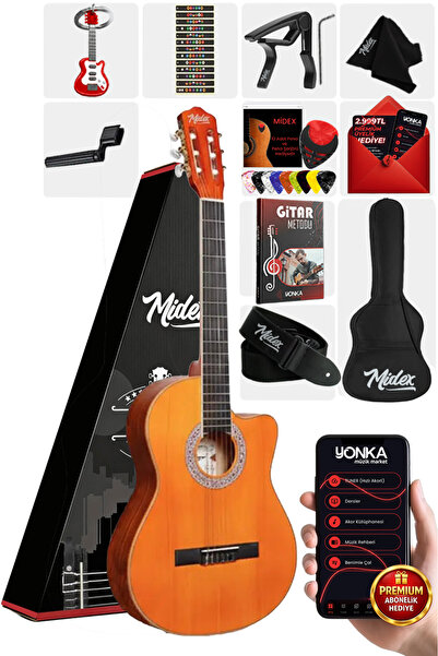 Midex Cg-395ylx Klasik Gitar 4/4 Kesik Kasa Full Set (ÇANTA ASKI METOD PENA)