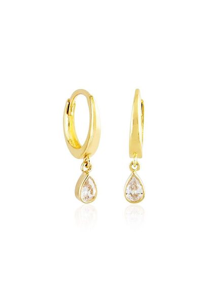 Sembol Gold Damla Taşlı Altın Sallantılı Küpe 14K Gold
