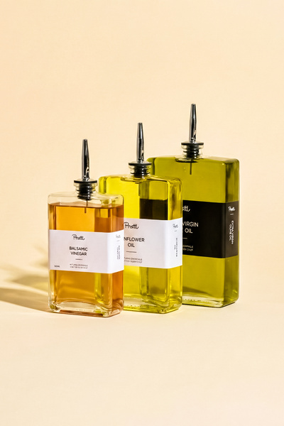 Perotti Molivet 3'lü Silver Kapak Cam Yağdanlık Sosluk Sirkelik 350-500-750 ml