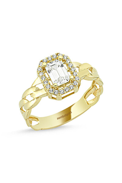 Sembol Gold Baget Altın Yüzük Burgu Tasarım 0,60 Karat