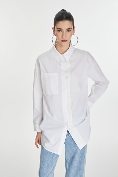 Zühre Cep Detaylı Basic Gömlek Beyaz Bluz/Gömlek 0065