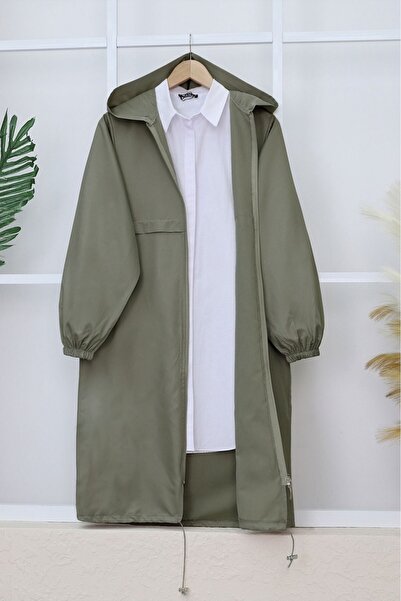 HİJABAYA Μακρύ αδιάβροχο με φερμουάρ και κουκούλα