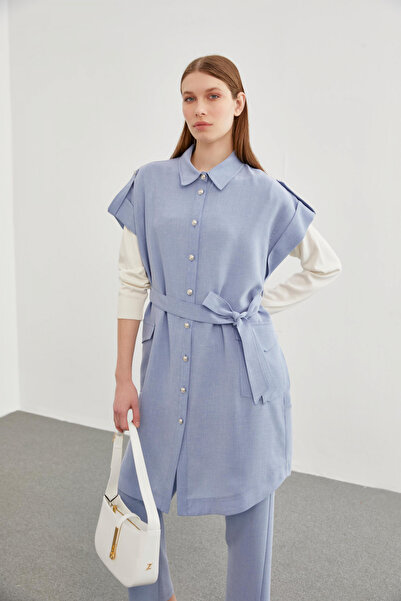 Zühre Yelek Pantolon Kombin Mavi Takım 1228