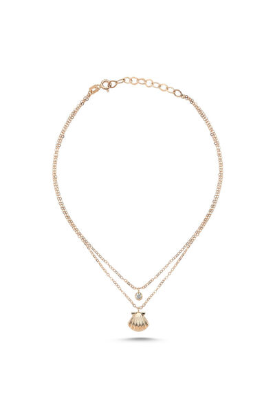 Sembol Gold Halhal Altın Bileklik Tektaş İstiridyeli Rose Gold