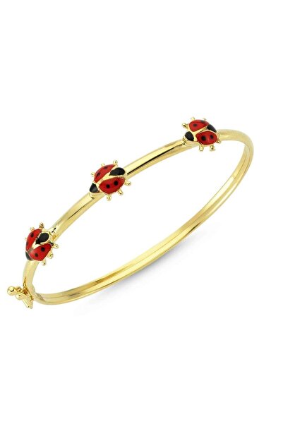 Sembol Gold Çocuk Kelepçe 14 Ayar Altın Uğurböcekli