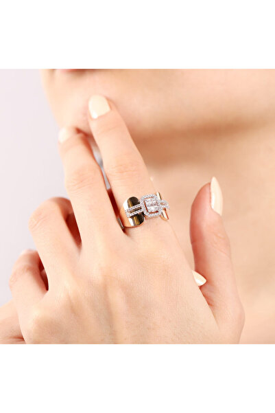 Sembol Gold 14 Ayar Sarı Altın Baget Yüzük Claris