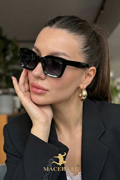 MACERATİ Unisex Loya Black Square Ultra Light Uv400 Filtered Sunglasses